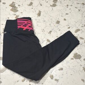 Fabletics Black Leggings with Pink Accents